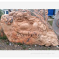 Red Sandstone Laughing  Buddha Statue  With Kids For Decoration